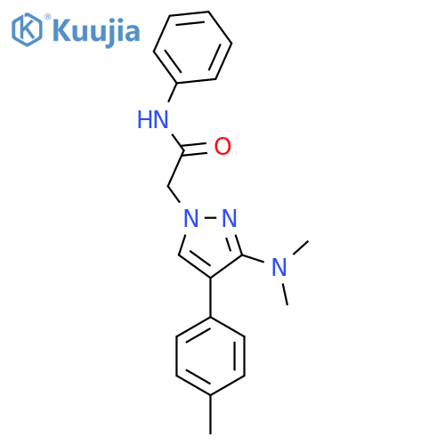 2-[3-(dimethylamino)-4-(4-methylphenyl)-1H-pyrazol-1-yl]-N-phenylacetamide structure
