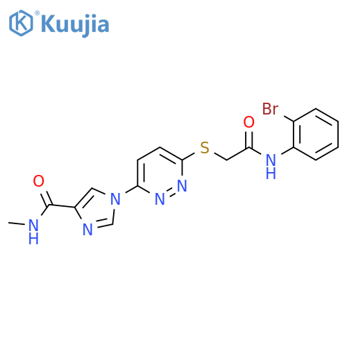 1-6-({(2-bromophenyl)carbamoylmethyl}sulfanyl)pyridazin-3-yl-N-methyl-1H-imidazole-4-carboxamide structure