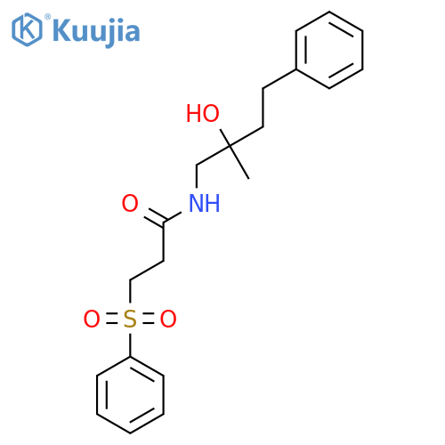 3-(benzenesulfonyl)-N-(2-hydroxy-2-methyl-4-phenylbutyl)propanamide structure