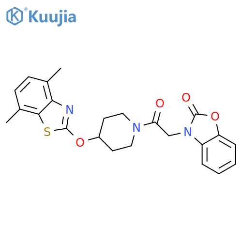 3-(2-{4-(4,7-dimethyl-1,3-benzothiazol-2-yl)oxypiperidin-1-yl}-2-oxoethyl)-2,3-dihydro-1,3-benzoxazol-2-one structure