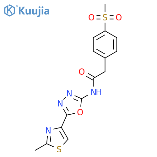2-(4-methanesulfonylphenyl)-N-5-(2-methyl-1,3-thiazol-4-yl)-1,3,4-oxadiazol-2-ylacetamide structure