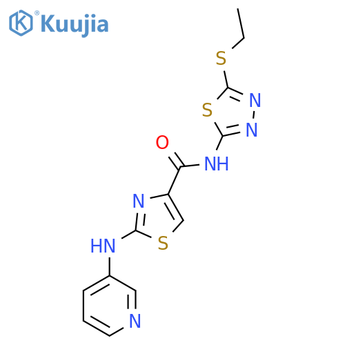 N-5-(ethylsulfanyl)-1,3,4-thiadiazol-2-yl-2-(pyridin-3-yl)amino-1,3-thiazole-4-carboxamide structure