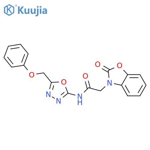 2-(2-oxo-2,3-dihydro-1,3-benzoxazol-3-yl)-N-5-(phenoxymethyl)-1,3,4-oxadiazol-2-ylacetamide structure