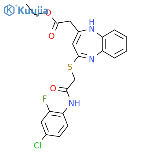 ethyl 2-4-({(4-chloro-2-fluorophenyl)carbamoylmethyl}sulfanyl)-1H-1,5-benzodiazepin-2-ylacetate structure