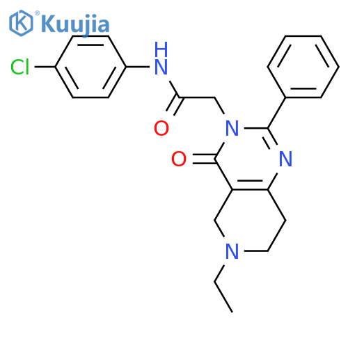 N-(4-chlorophenyl)-2-{6-ethyl-4-oxo-2-phenyl-3H,4H,5H,6H,7H,8H-pyrido4,3-dpyrimidin-3-yl}acetamide structure