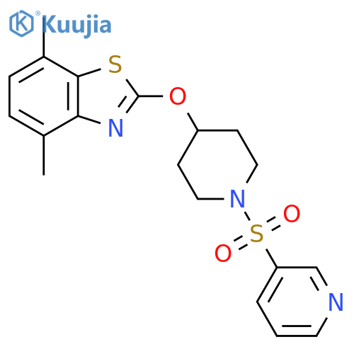 4,7-dimethyl-2-{1-(pyridine-3-sulfonyl)piperidin-4-yloxy}-1,3-benzothiazole structure