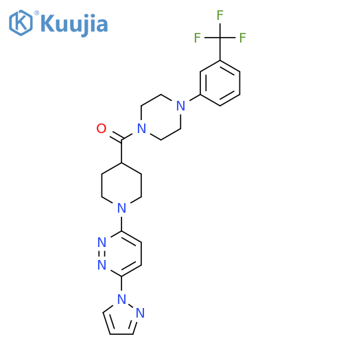 3-(1H-pyrazol-1-yl)-6-(4-{4-3-(trifluoromethyl)phenylpiperazine-1-carbonyl}piperidin-1-yl)pyridazine structure