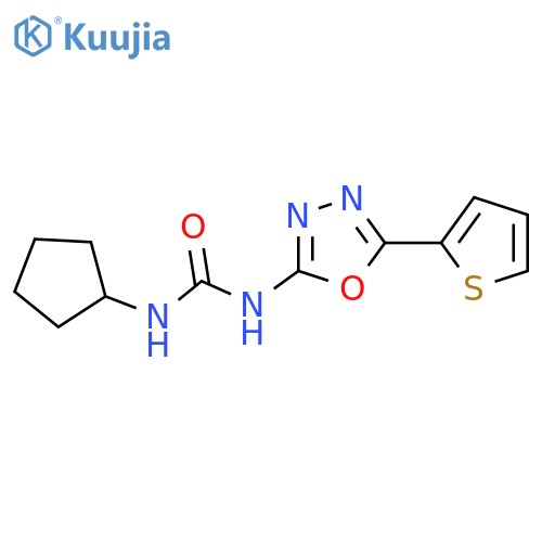 1-cyclopentyl-3-5-(thiophen-2-yl)-1,3,4-oxadiazol-2-ylurea structure