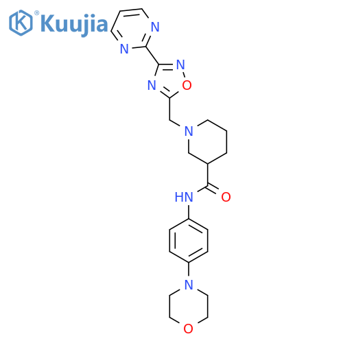 N-4-(morpholin-4-yl)phenyl-1-{3-(pyrimidin-2-yl)-1,2,4-oxadiazol-5-ylmethyl}piperidine-3-carboxamide structure