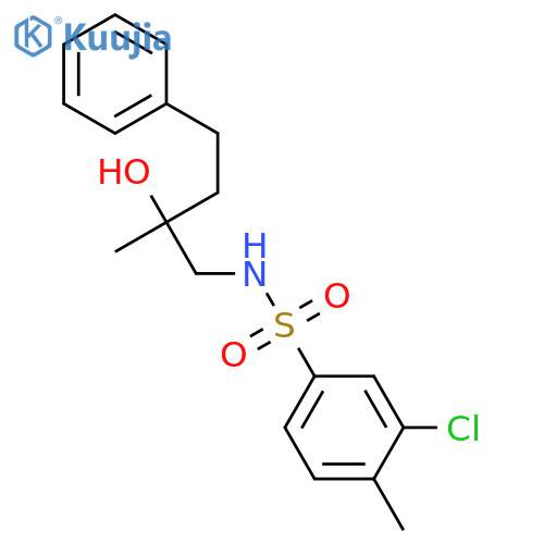 3-chloro-N-(2-hydroxy-2-methyl-4-phenylbutyl)-4-methylbenzene-1-sulfonamide structure