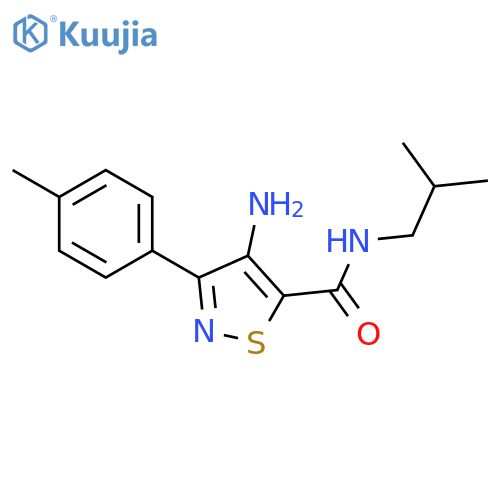 4-amino-3-(4-methylphenyl)-N-(2-methylpropyl)-1,2-thiazole-5-carboxamide structure