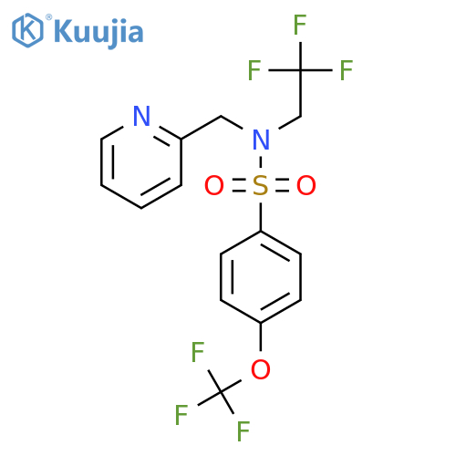 N-(pyridin-2-yl)methyl-N-(2,2,2-trifluoroethyl)-4-(trifluoromethoxy)benzene-1-sulfonamide structure