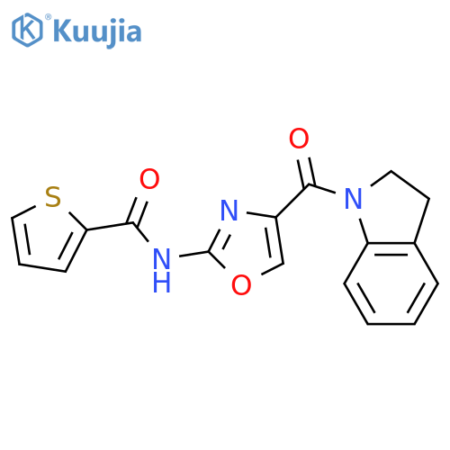 N-4-(2,3-dihydro-1H-indole-1-carbonyl)-1,3-oxazol-2-ylthiophene-2-carboxamide structure