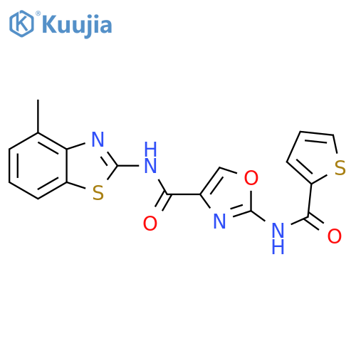 N-(4-methyl-1,3-benzothiazol-2-yl)-2-(thiophene-2-amido)-1,3-oxazole-4-carboxamide structure