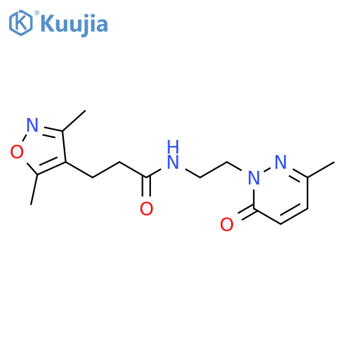 3-(3,5-dimethyl-1,2-oxazol-4-yl)-N-2-(3-methyl-6-oxo-1,6-dihydropyridazin-1-yl)ethylpropanamide structure