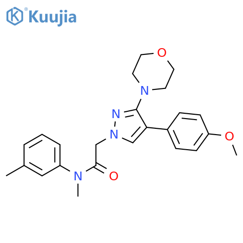 2-[4-(4-methoxyphenyl)-3-morpholin-4-ylpyrazol-1-yl]-N-methyl-N-(3-methylphenyl)acetamide structure