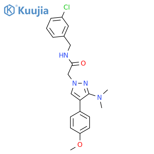 N-(3-chlorophenyl)methyl-2-3-(dimethylamino)-4-(4-methoxyphenyl)-1H-pyrazol-1-ylacetamide structure