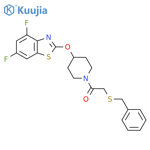 2-(benzylsulfanyl)-1-{4-(4,6-difluoro-1,3-benzothiazol-2-yl)oxypiperidin-1-yl}ethan-1-one structure
