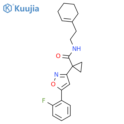 N-2-(cyclohex-1-en-1-yl)ethyl-1-5-(2-fluorophenyl)-1,2-oxazol-3-ylcyclopropane-1-carboxamide structure