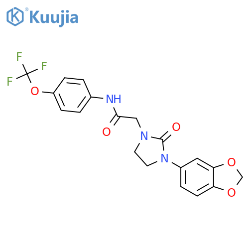 2-3-(2H-1,3-benzodioxol-5-yl)-2-oxoimidazolidin-1-yl-N-4-(trifluoromethoxy)phenylacetamide structure