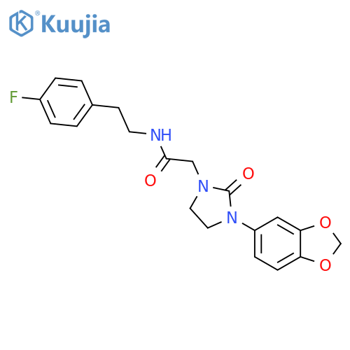 2-3-(2H-1,3-benzodioxol-5-yl)-2-oxoimidazolidin-1-yl-N-2-(4-fluorophenyl)ethylacetamide structure