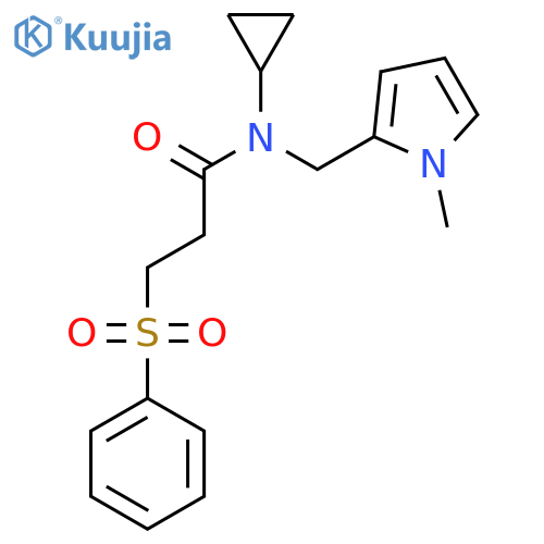 3-(benzenesulfonyl)-N-cyclopropyl-N-(1-methyl-1H-pyrrol-2-yl)methylpropanamide structure