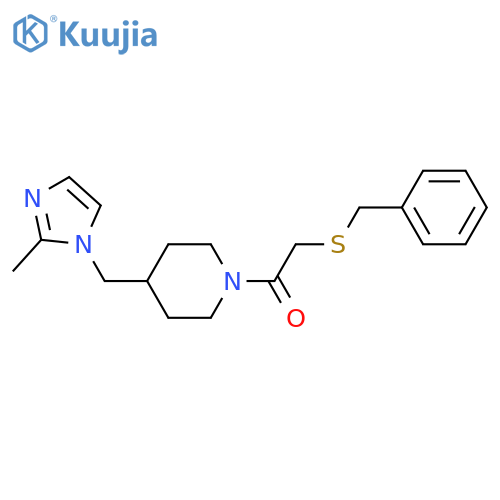 2-(benzylsulfanyl)-1-{4-(2-methyl-1H-imidazol-1-yl)methylpiperidin-1-yl}ethan-1-one structure
