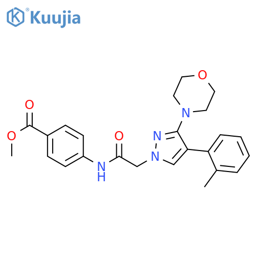 methyl 4-{2-4-(2-methylphenyl)-3-(morpholin-4-yl)-1H-pyrazol-1-ylacetamido}benzoate structure