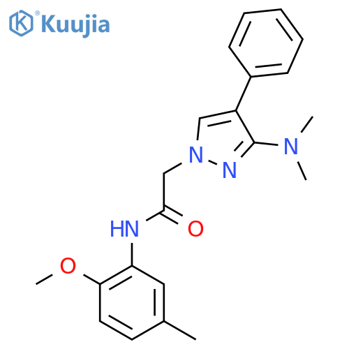 2-3-(dimethylamino)-4-phenyl-1H-pyrazol-1-yl-N-(2-methoxy-5-methylphenyl)acetamide structure