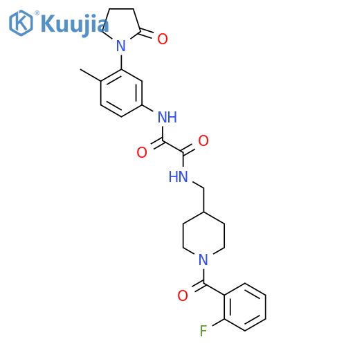 N'-{1-(2-fluorobenzoyl)piperidin-4-ylmethyl}-N-4-methyl-3-(2-oxopyrrolidin-1-yl)phenylethanediamide structure