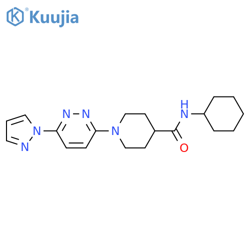 N-cyclohexyl-1-6-(1H-pyrazol-1-yl)pyridazin-3-ylpiperidine-4-carboxamide structure