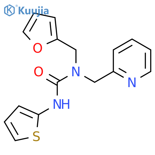 1-(furan-2-yl)methyl-1-(pyridin-2-yl)methyl-3-(thiophen-2-yl)urea structure