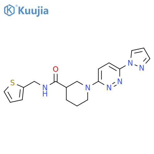 1-6-(1H-pyrazol-1-yl)pyridazin-3-yl-N-(thiophen-2-yl)methylpiperidine-3-carboxamide structure