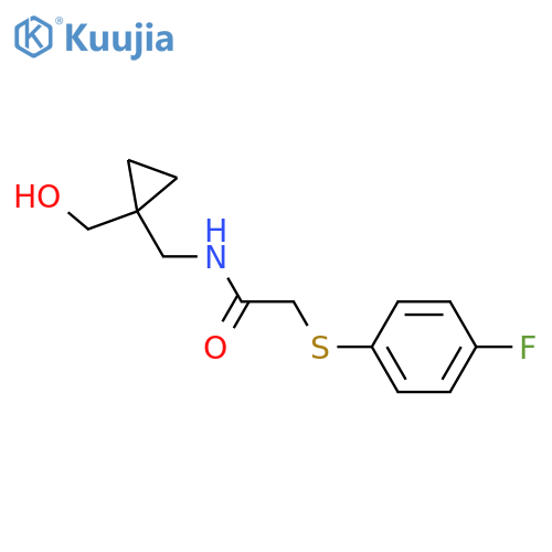 2-[(4-fluorophenyl)sulfanyl]-N-{[1-(hydroxymethyl)cyclopropyl]methyl}acetamide structure