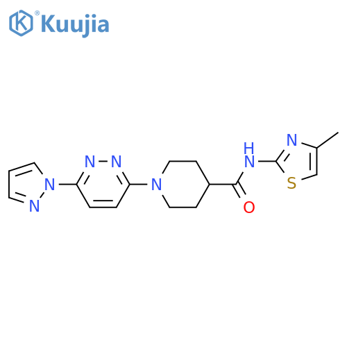 N-(4-methyl-1,3-thiazol-2-yl)-1-[6-(1H-pyrazol-1-yl)pyridazin-3-yl]piperidine-4-carboxamide structure