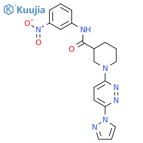 N-(3-nitrophenyl)-1-6-(1H-pyrazol-1-yl)pyridazin-3-ylpiperidine-3-carboxamide structure