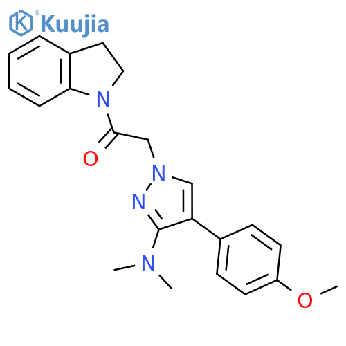 1-(2,3-dihydro-1H-indol-1-yl)-2-3-(dimethylamino)-4-(4-methoxyphenyl)-1H-pyrazol-1-ylethan-1-one structure