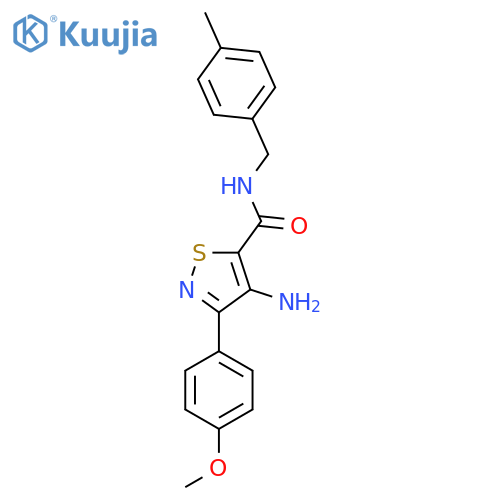 4-amino-3-(4-methoxyphenyl)-N-(4-methylphenyl)methyl-1,2-thiazole-5-carboxamide structure