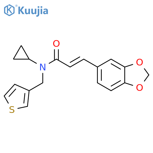 (2E)-3-(2H-1,3-benzodioxol-5-yl)-N-cyclopropyl-N-(thiophen-3-yl)methylprop-2-enamide structure