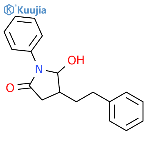 2-Pyrrolidinone, 5-hydroxy-1-phenyl-4-(2-phenylethyl)-, (4S,5R)- structure