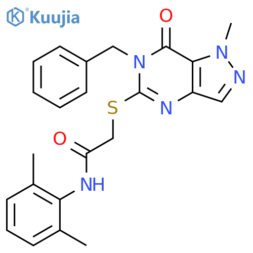 2-({6-benzyl-1-methyl-7-oxo-1H,6H,7H-pyrazolo[4,3-d]pyrimidin-5-yl}sulfanyl)-N-(2,6-dimethylphenyl)acetamide structure