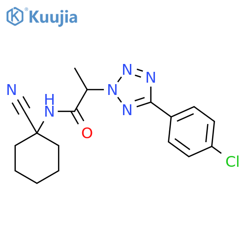 2-[5-(4-chlorophenyl)-2H-1,2,3,4-tetrazol-2-yl]-N-(1-cyanocyclohexyl)propanamide structure