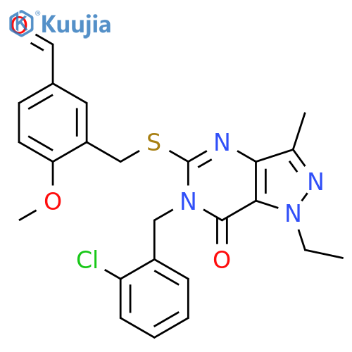 3-[({6-[(2-chlorophenyl)methyl]-1-ethyl-3-methyl-7-oxo-1H,6H,7H-pyrazolo[4,3-d]pyrimidin-5-yl}sulfanyl)methyl]-4-methoxybenzaldehyde structure