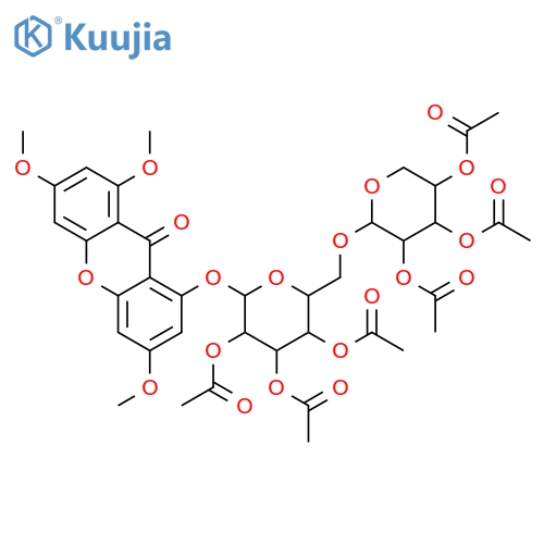 1,3,6,8-Tetrahydroxyxanthone; 3,6,8-Tri-Me ether, 1-O-[β-D-xylopyranosyl-(1→6)-β-D-glucopyranoside], hexa-Ac structure