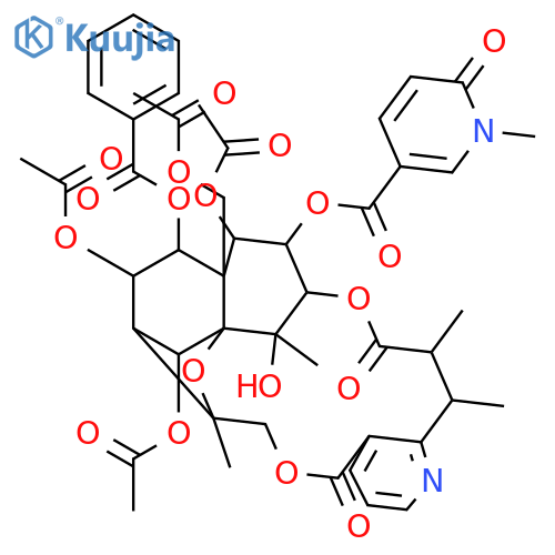 3-Pyridinecarboxylicacid, 1,6-dihydro-1-methyl-6-oxo-,(8R,9R,10R,11S,12S,13R,14R,15S,18S,19S,20S,21S,22S)-10,13,22-tris(acetyloxy)-12-[(acetyloxy)methyl]-21-(benzoyloxy)-5,7,8,9,10,12,13,14,15,17,18,19-dodecahydro-20-hydroxy-8,18,19,20-tetramethyl-5,17-dioxo-8,11-epoxy-9,12-ethano-11,15-methano-11H-[1,8]dioxacycloheptadecino[4,3-b]pyridin-14-ylester (9CI) structure