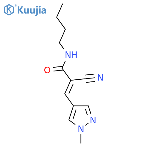 N-butyl-2-cyano-3-(1-methyl-1H-pyrazol-4-yl)prop-2-enamide structure