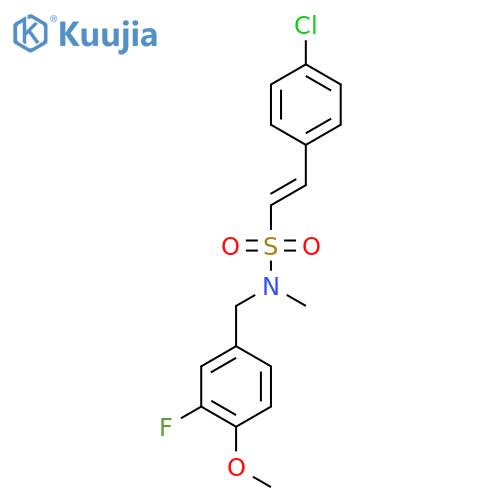 (E)-2-(4-chlorophenyl)-N-[(3-fluoro-4-methoxyphenyl)methyl]-N-methylethenesulfonamide structure