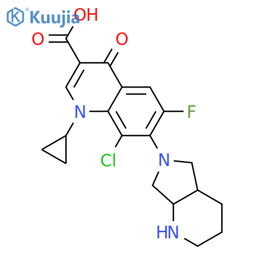 3-Quinolinecarboxylicacid,8-chloro-1-cyclopropyl-6-fluoro-1,4-dihydro-7-(octahydro-6H-pyrrolo[3,4-b]pyridin-6-yl)-4-oxo- structure