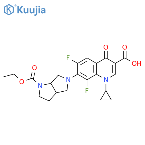 3-Quinolinecarboxylic acid,1-cyclopropyl-7-[1-(ethoxycarbonyl)hexahydropyrrolo[3,4-b]pyrrol-5(1H)-yl]-6,8-difluoro-1,4-dihydro-4-oxo- structure