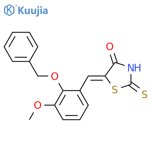 (5Z)-5-{[2-(benzyloxy)-3-methoxyphenyl]methylidene}-2-sulfanylidene-1,3-thiazolidin-4-one structure